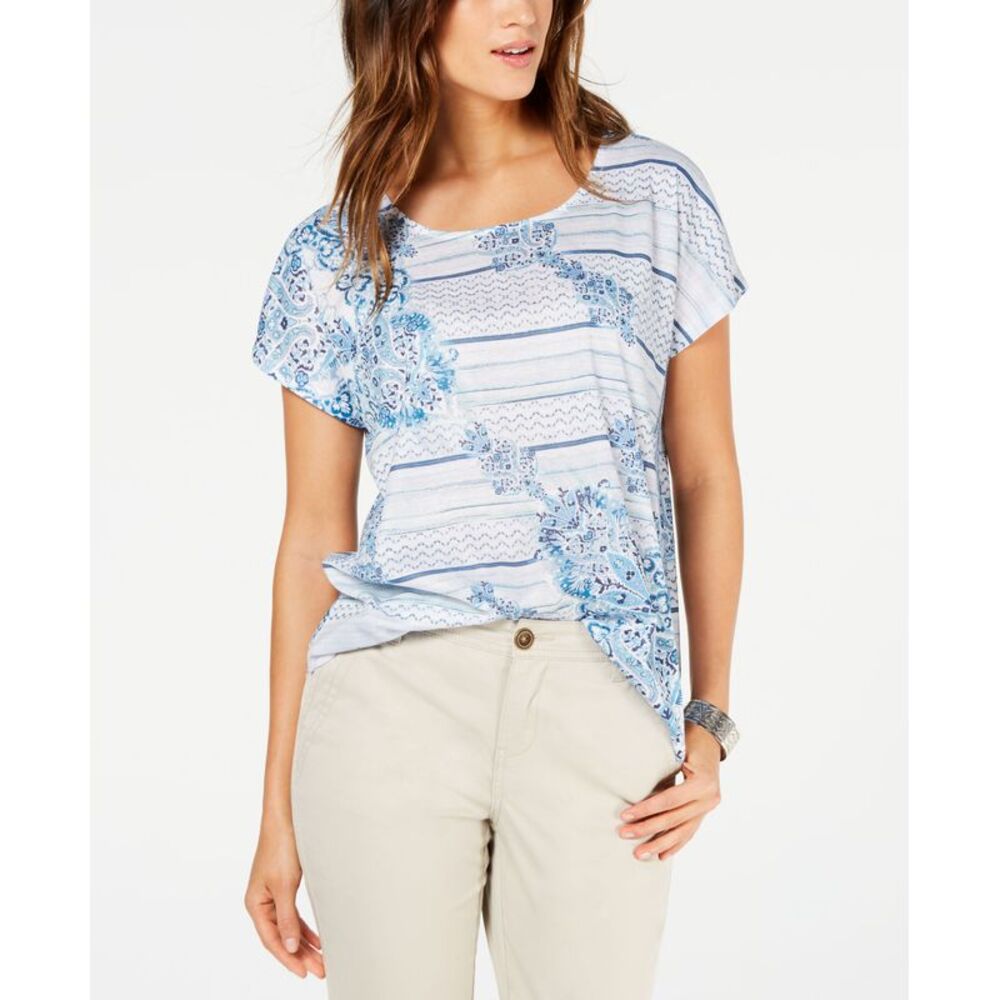 Style & Co Printed Scoop Neck Top0